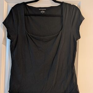 Banana Republic Black Fitted Cap Sleeve Blouse
